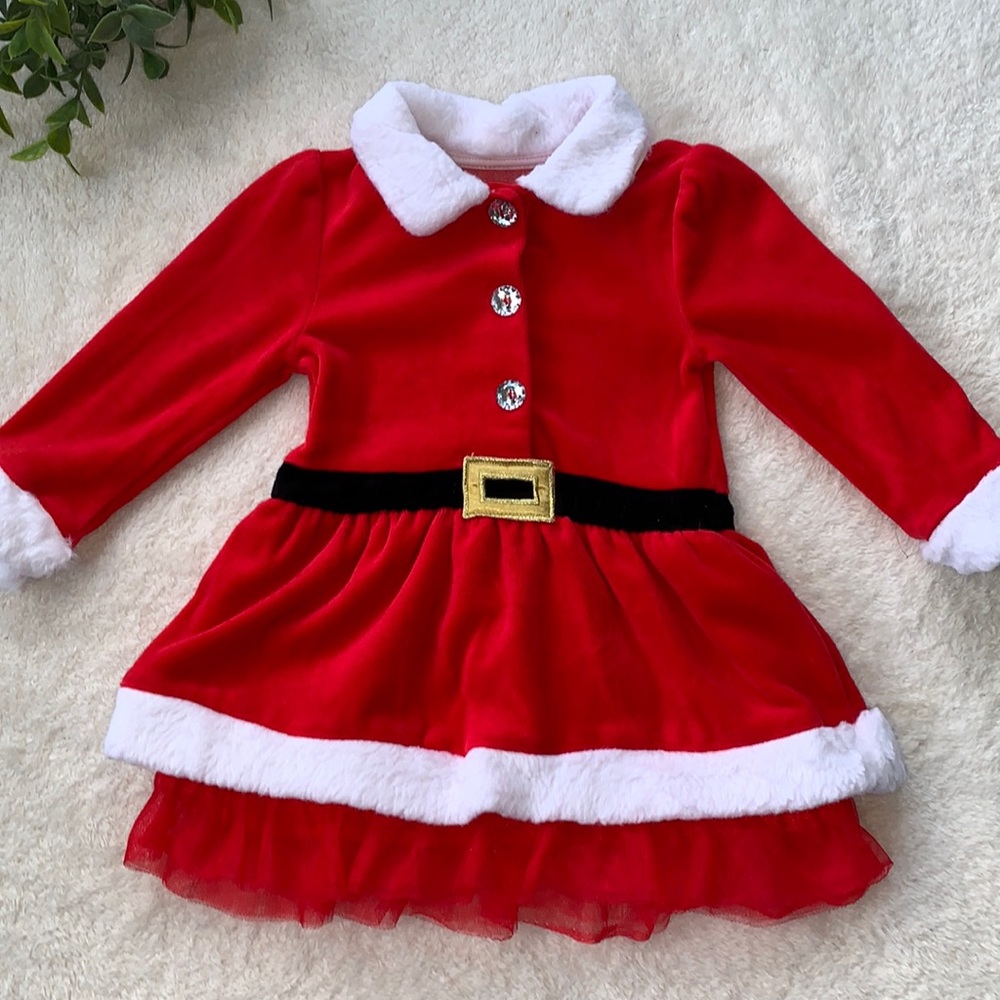 Koala Kids Santa Baby Dress 12-18M Christmas Holiday EUC
